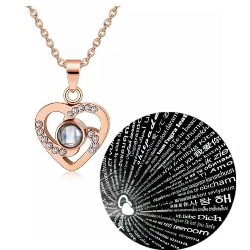 Unique Love Projection Necklace Hollow Heart Necklace Couples Jewelry Fashion Heart Neck Jewelry Suitable for Gifts