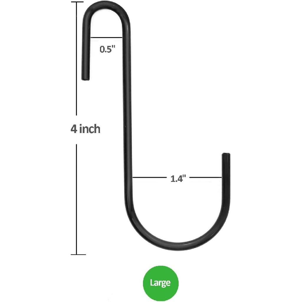 18 Pack 4 inch Heavy Duty S Hooks Pan Pot Holder Rack Hooks S Shaped Hooks Hangers for Oval Ceiling Pot Rack Hanging Kitchenware Spoons Pans Pots