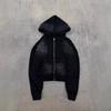 Hand-Dyed Gradient Tie-Dye Hooded Zip-Up Sweatshirt Unisex Streetwear Oversized Fit