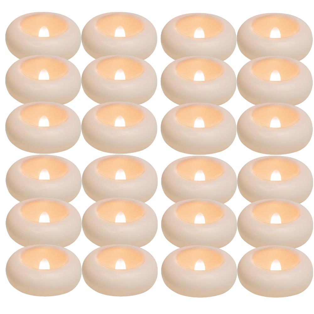 12/24 Pack Waterproof Flameless Floating Tealights Candle Electric Flickering LED Candles For Wedding Party Pool&SPA Home Decor