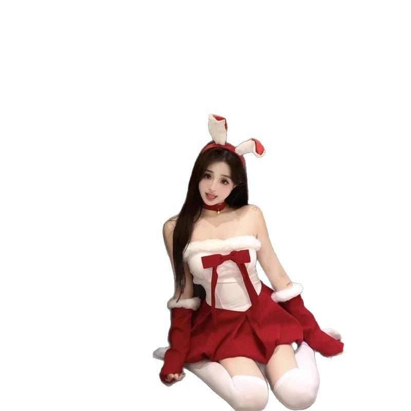 Christmas wear female bunny uniform suit red tube top New Year's Eve robe temperament atmosphere sexy dress
