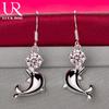 925 Sterling Silver AAA Zircon Dolphin Piercing Earrings Fashionable Wedding Jewelry