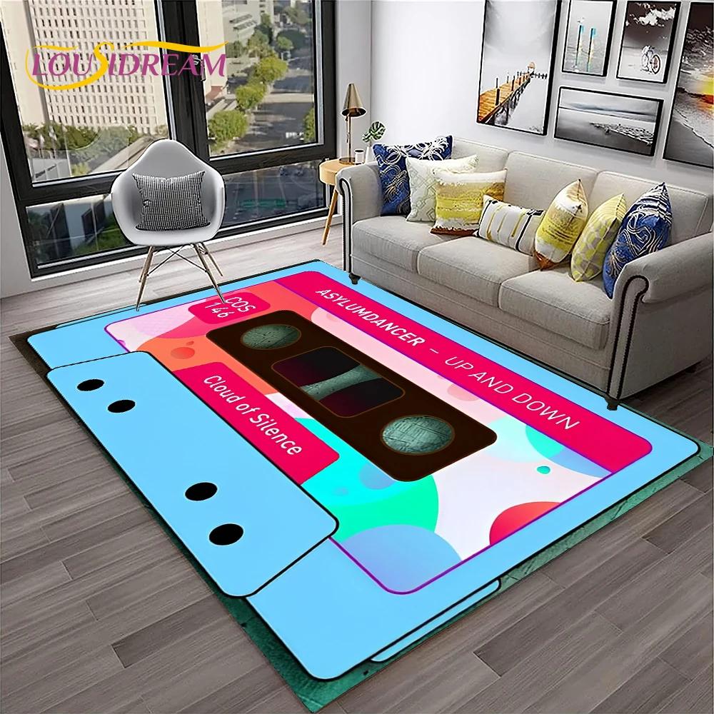Retro Music Cassette Tape Pattern 3D Carpet Rug for Home Living Room Bedroom Sofa Doormat Decor,kids Area Rug Non-slip Floor Mat