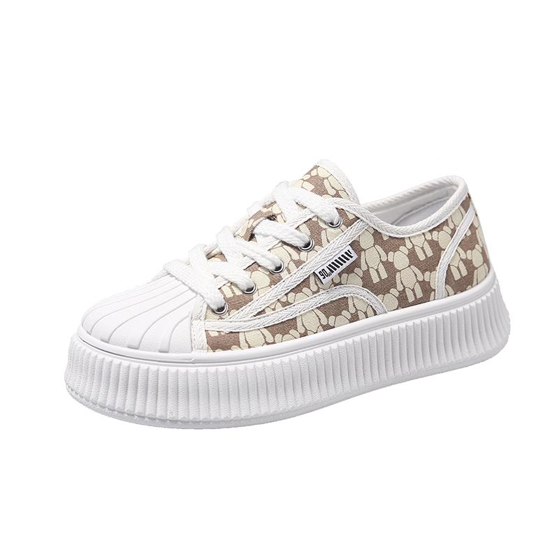 Fashion Sneakers Shoe Women Flat Leopard Vulcanize Causal Canvas Shoes Ladies Lace-up Breathable Walking Shoes Tenis Feminino