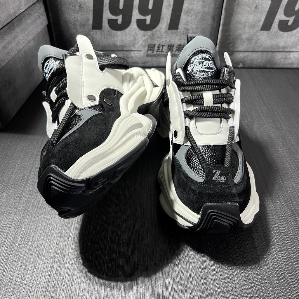 Hong Kong style shoes, new winter high-end casual sports shoes, thick-soled heightening dad shoes