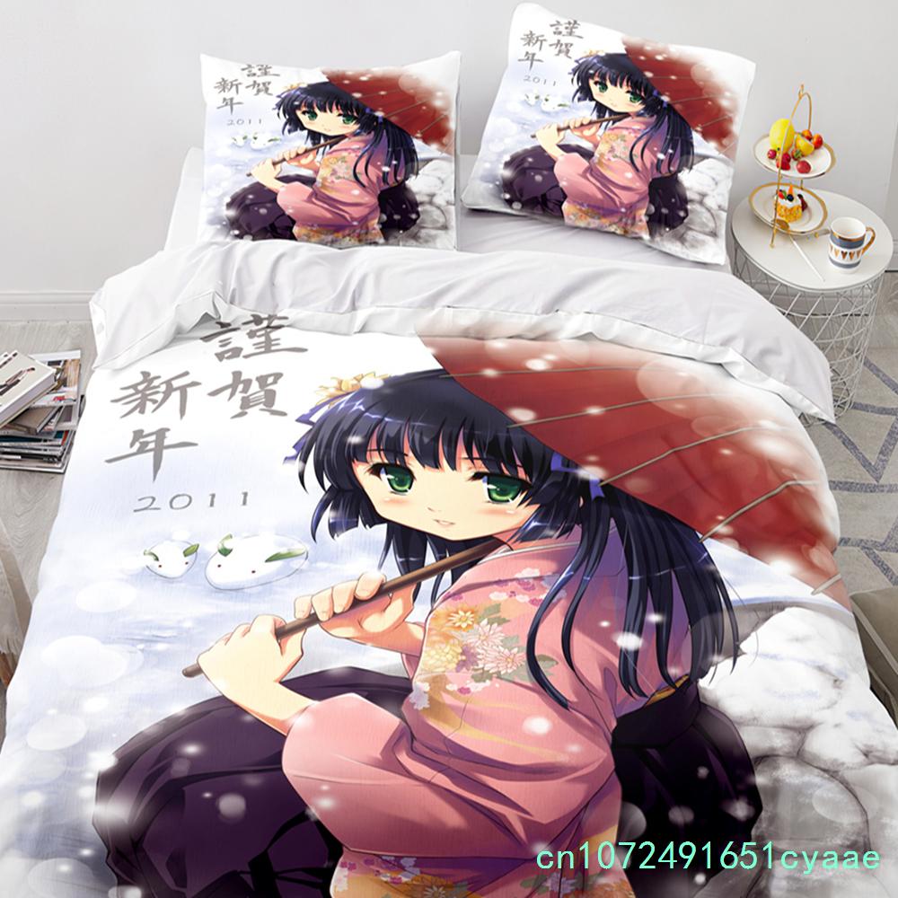 Anime Kawaii Sexy Meisje Beddengoed Set Jongens Meisjes Eenpersoons Tweepersoons Maat Dekbedovertrek Kussensloop Bed Kinderen Volwassenen Mode Hometextiel