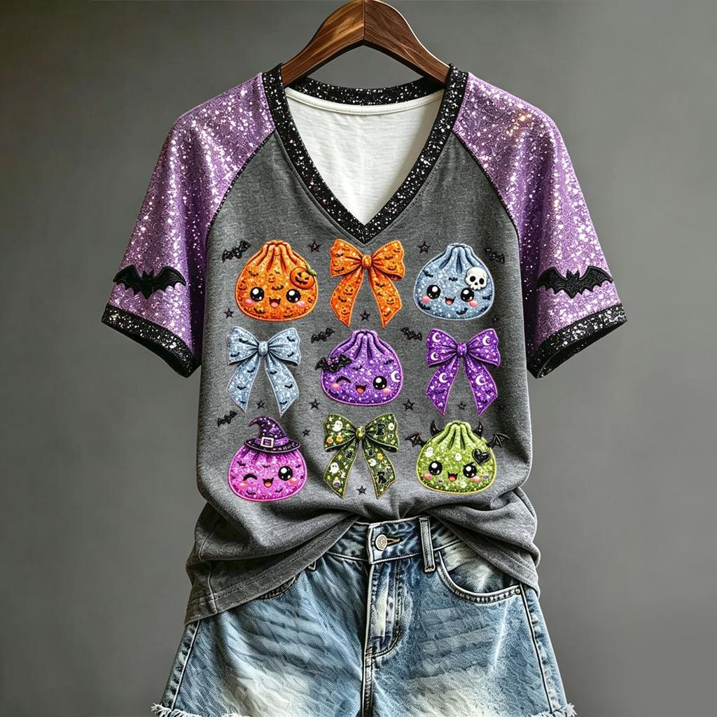 Women's Cute Halloween Printed Short Sleeve T-Shirt