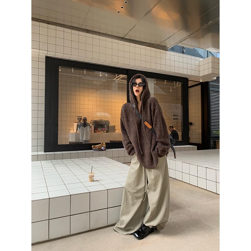 

Мягкие круги Двухцветный худи для похудения - Повседневный и универсальный вязаный топ Medium коричневый