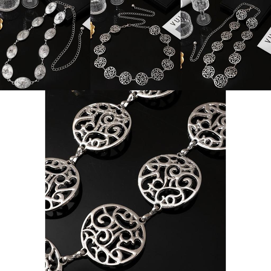 Vintage Boho Metal Waist Belt With Hollow Leaf Design For Summer Fashion