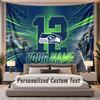 Custom Name Text Tapestry Seattle Seahawks Personalized Polyester Wall Tapestry For Bedroom And Room