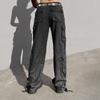 Vintage Cargo Pants Loose Jeans Women's Casual Spring Autumn Pocket Street Sports High Waist Straight Grey Trousers