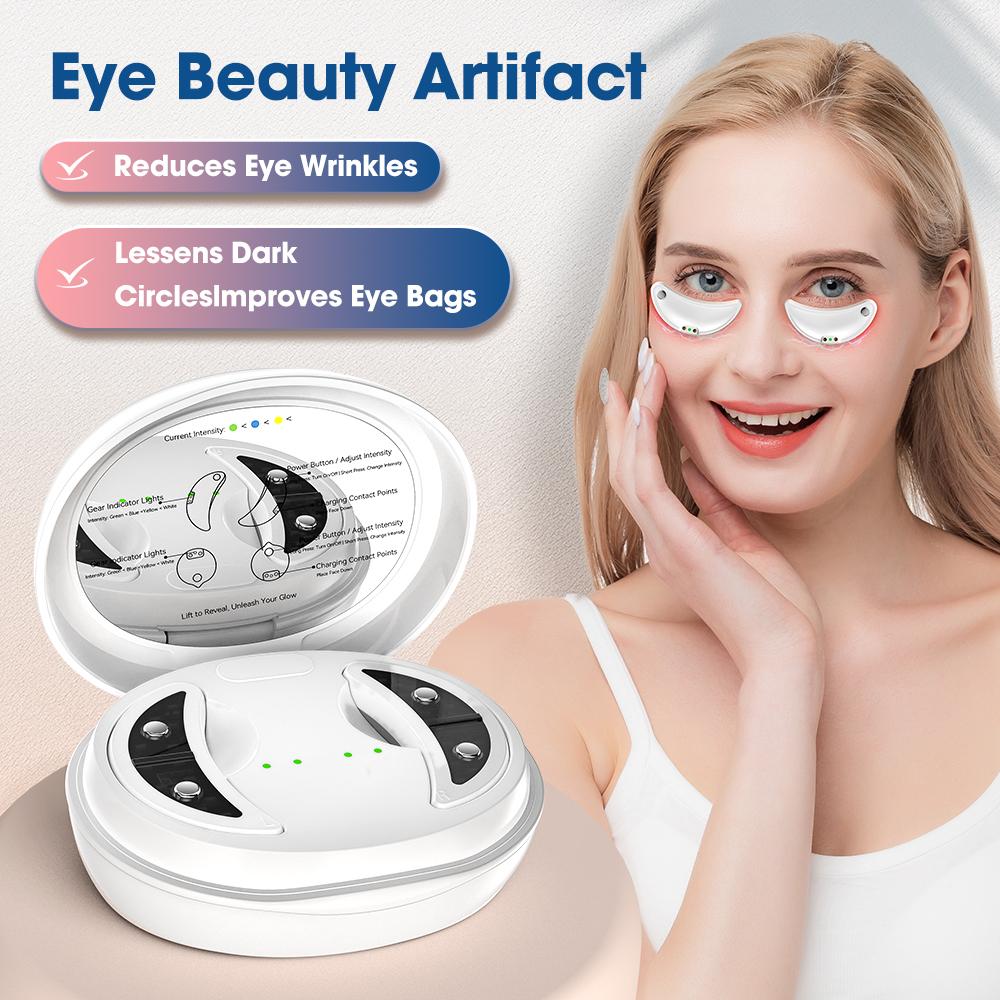 EMS Micro-current Eye Face Massager Red Light Eye Care Massager Beauty Machine With Gel Patch for Dark Circles Removal Eye Lines