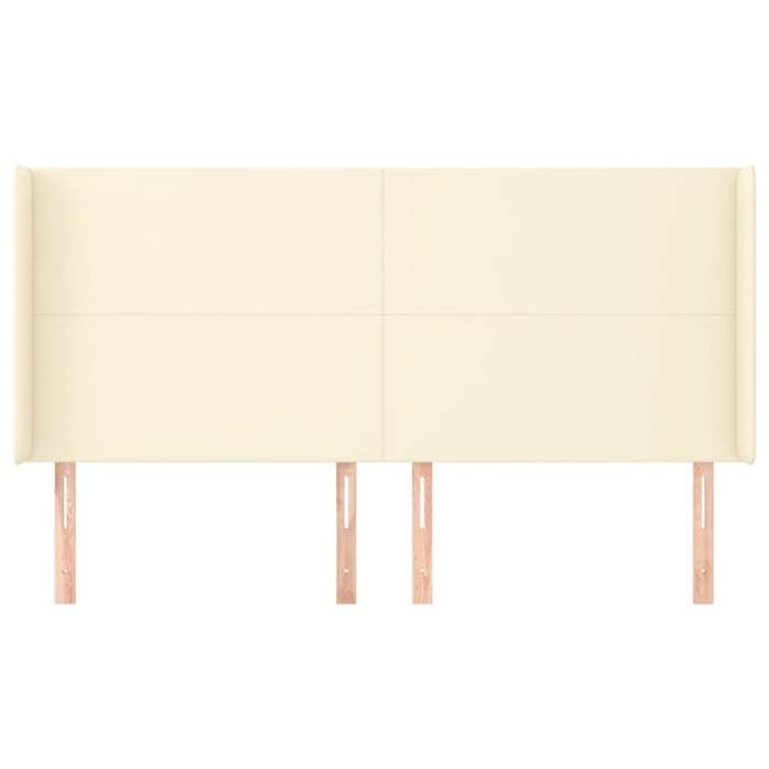 Tête de lit - MAISON EXCLUSIVE - Avec oreilles 163 cm - Similicuir - Crème - Hauteur réglable