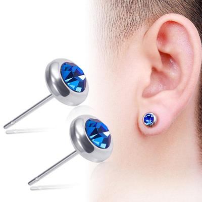 1 Paar hypoallergene Farbdiamant-Ohrstecker aus Edelstahl