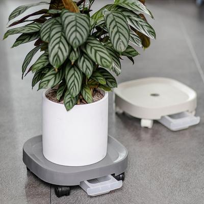 Flower Pot Tray with Roller Wheel Movable Grid Bottom Strong Bearing