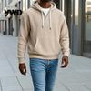 Lightweight Fleece Alternative Men Hooded Sweatshirt, Quarter Zipper Long Sleeve Pullover Hoodie, Daily Casual Outfits for Corduroy Sweatshirt