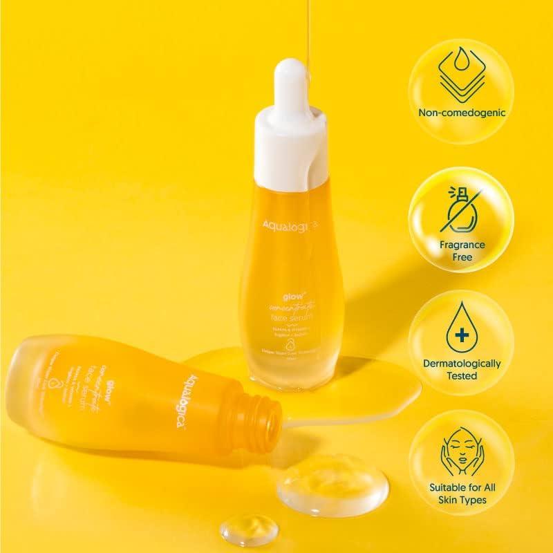Aqualogica Glow+ Concentrate Vitamin C Face Serum 30ml Pack of 1 for Glowing Skin & Brightening
