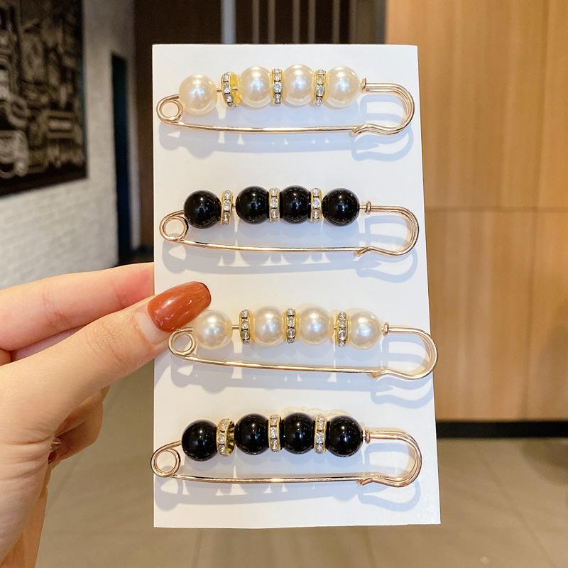 Detachable Pearl Brooch Pins Fastener Pants Pin Decoration Button Clips Sewing-Free Buckles for Jeans Waist Extender Safety Pins