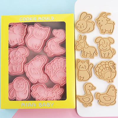 8 Pezzi Stampini per Biscotti Tagliabiscotti Timbro Pressa Fondant Zucchero Artigianato Strumenti per la Cottura