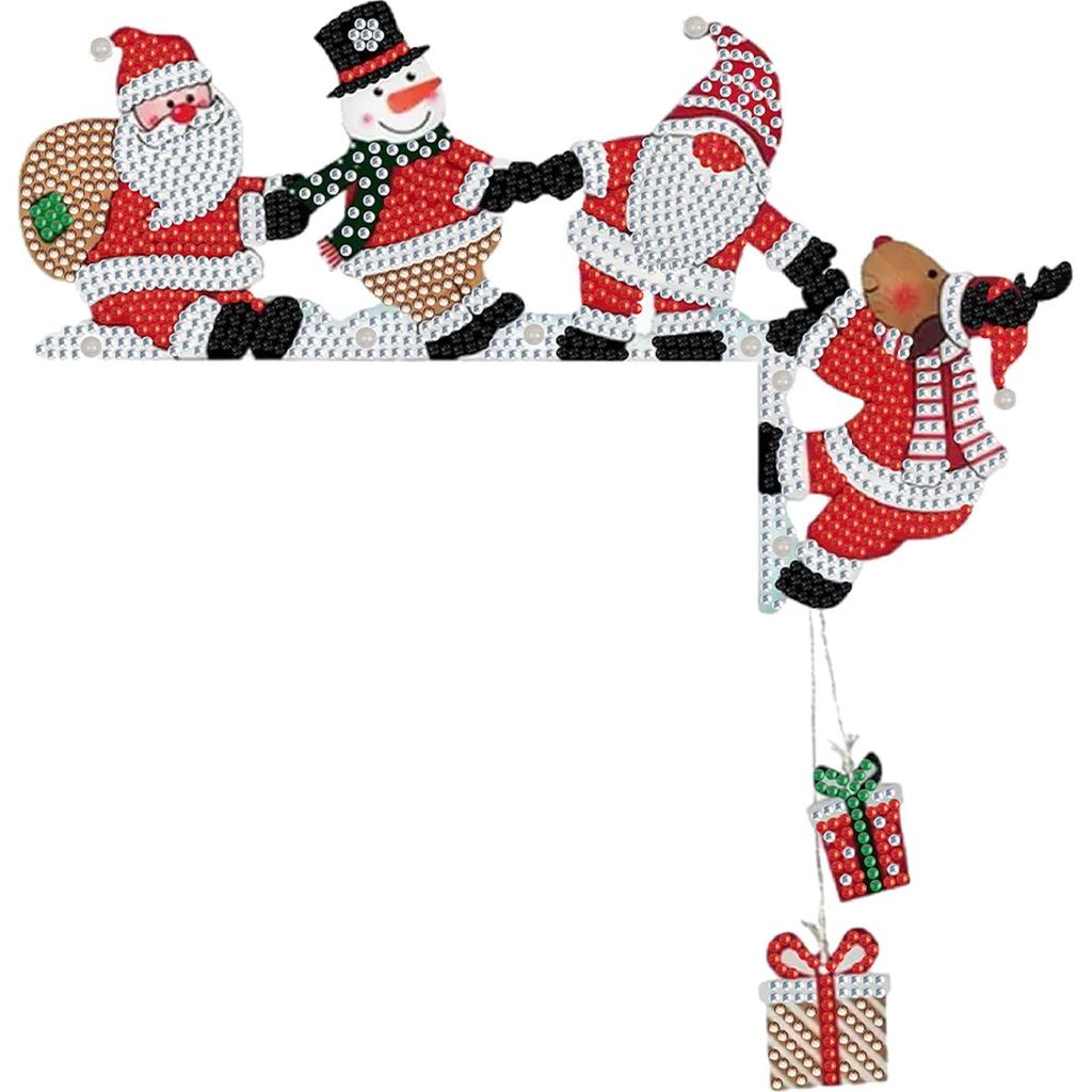 DIY Weihnachten Diamantkunst Tür Eckanhänger Diamantkunst Set Türrahmen Hängedekor Dekorative PVC Türanhänger für Hausgestaltung