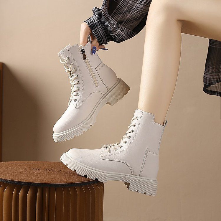 British style versatile velvet Martin boots 2025 autumn and winter new fashionable thick-soled side-pull short boots comfortable velvet boots
