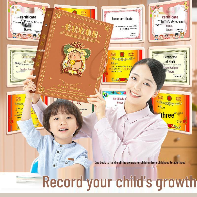 Child's Award & Art Certificate Album - A3/Boy & A4/Girl Transparent Loose-Leaf Storage