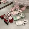 Sandalias de verano para mujer: Tacones Gruesos Estilo Francés para Mujer Pequeña