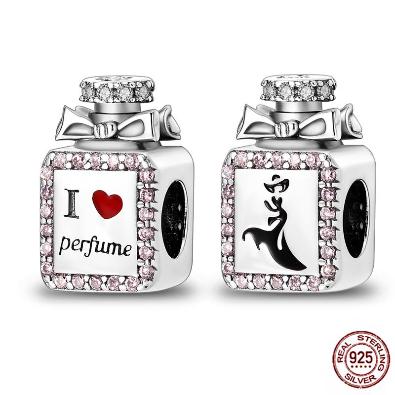 Charms Plata De Ley 925 copper Original Devil's Eye Perfume Bottle Bow Silicone Spacer Beads Women Bracelet DIY Zircon Pendants