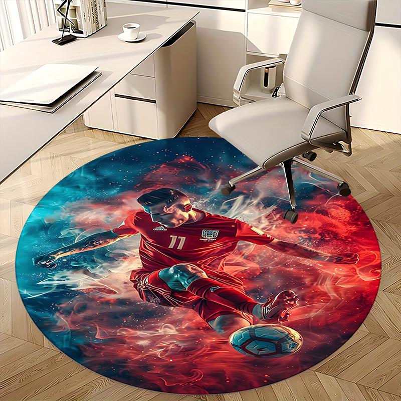 Cristiano Ronaldo Chair Mat Round Rug-Office Carpet, Machine Washable, Non-slip, Suitable for Living Rooms, Bedrooms