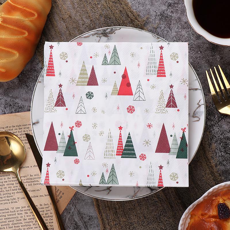 Christmas Printed Napkins - Festive Dining & Bakery Paper Napkins, Disposable Handkerchief Tissue for Home, Restaurant 20pcs/pack