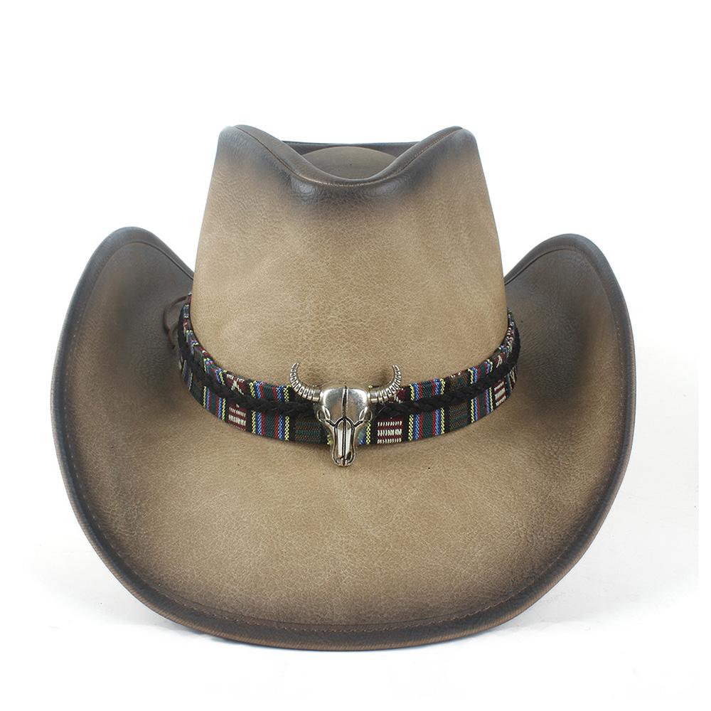Pălărie de cowboy occidentală 100% din piele pentru bărbați, pentru gentleman, tată, Jazz, Sombrero Hombre, mărimea 58-59CM, stil 36