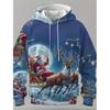 Fashion Men's Hooded Hoodies 3D Prints Christmas Theme Sweatshirt Drawstring Sportwear Long Sleeve Tops Casual Men's Clothing