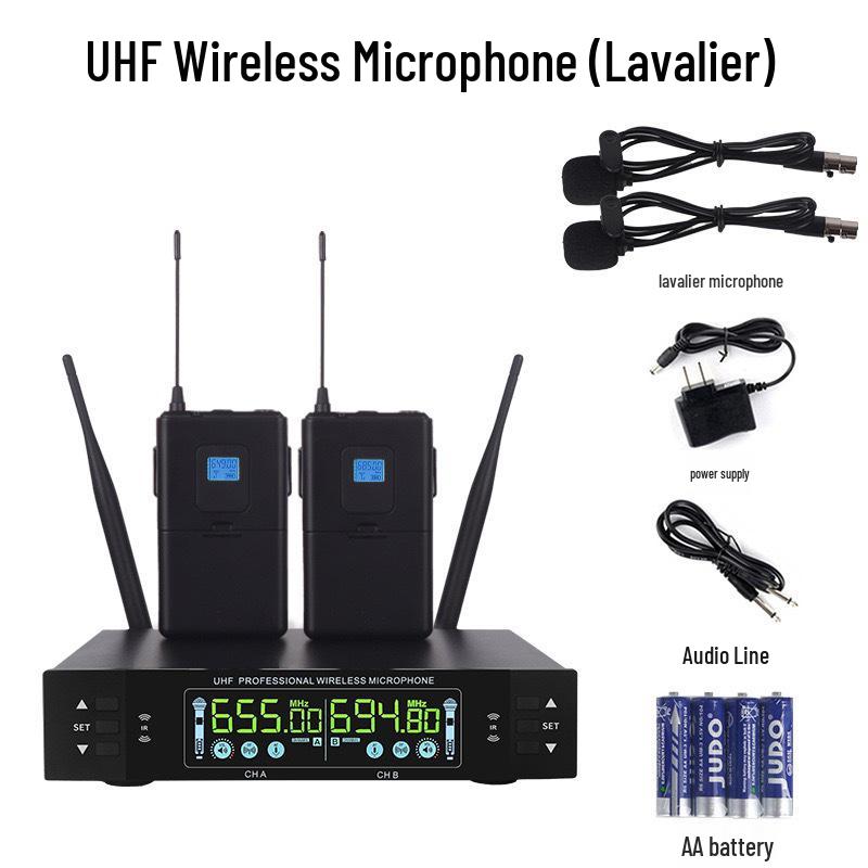 Dual Metal True Diversity Infrared Frequency Wireless Microphone for Meetings and Family KTV