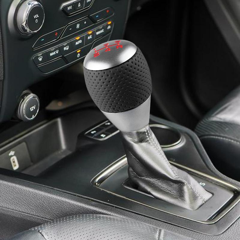 Car Gear Shift Knob 5 Speed Shift Knobs Leather & Aluminium M8 M10 M12 Shift Lever Gear Level Knob For Manual Vehicles