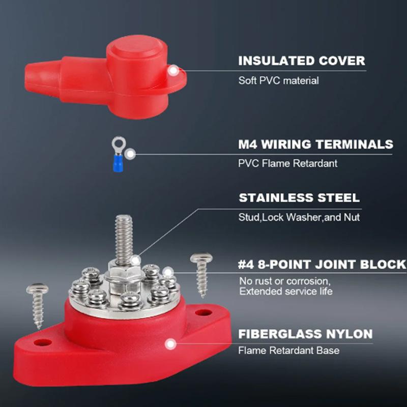 RV Yacht Terminal Block M6 M8 M10 Power Distribution Bus Bar Battery Terminal Block Stud For Truck RV Boat Camper Car Parts