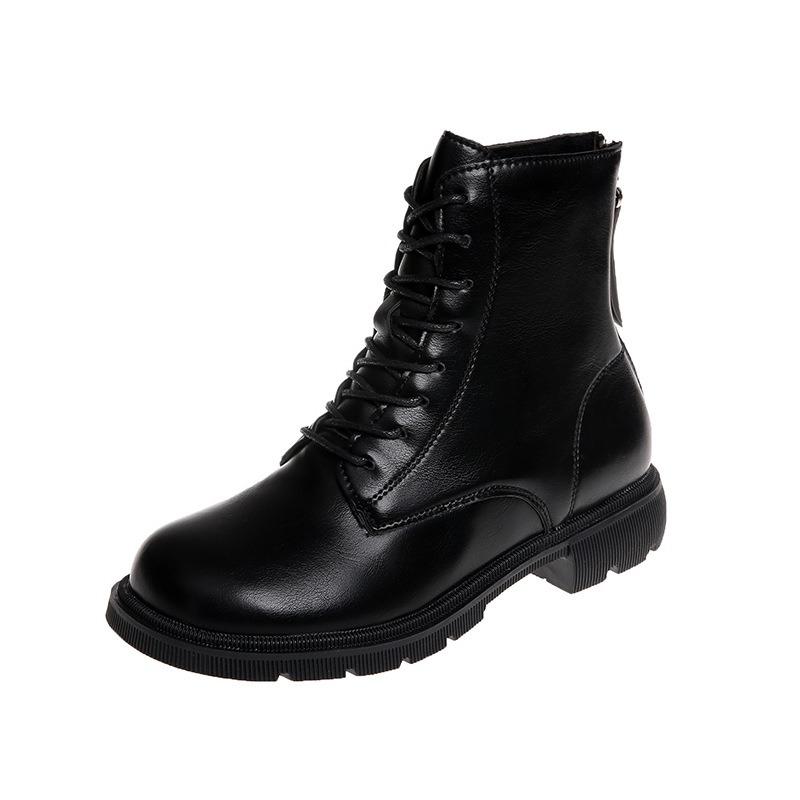Black Martin boots women's zipper high-top autumn and winter waterproof casual shoes women's thick-soled trendy versatile boots