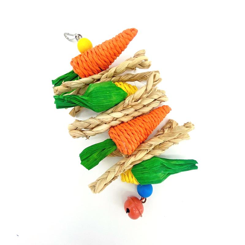 Papoušek žvýkací drcení zubů ptačí hračka křeček králík hračka ptáci houpačka klec závěsné příslušenství ručně tkaná mrkev kukuřice vinná réva míč hračka