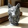 3D Printed Wolf Head Figurine, Realistic Wolf Head Statue with Round Base, Wild Animal Head Sculpture for Home Office Bookshelf