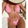 Bikini Sexy Tie Dye Arrugado Fruncido de Cuello Halter Traje de Baño Femenino Ropa de Baño para Mujer Conjunto de Bikini de Dos Piezas Traje de Baño