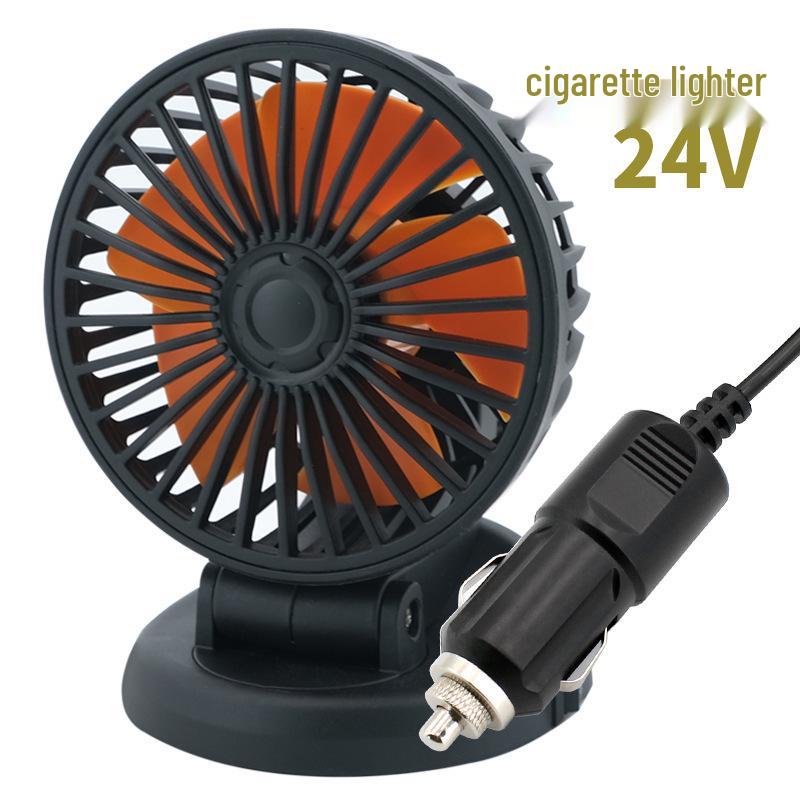 12V/24V Double Head USB Car Fan for Trucks & Minivans - Powerful Cooling