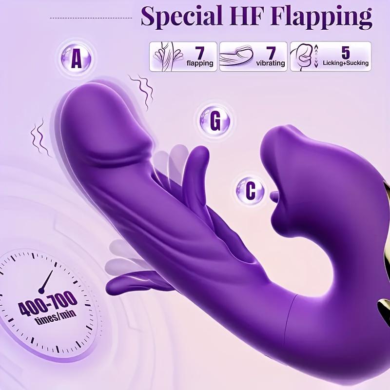 3In1 Telescopic Rotating Vibrators Dildo G-Spot Clitoral Dual Stimulator Waterproof Women Tongue Licking Finger-Flapping Sex Toys
