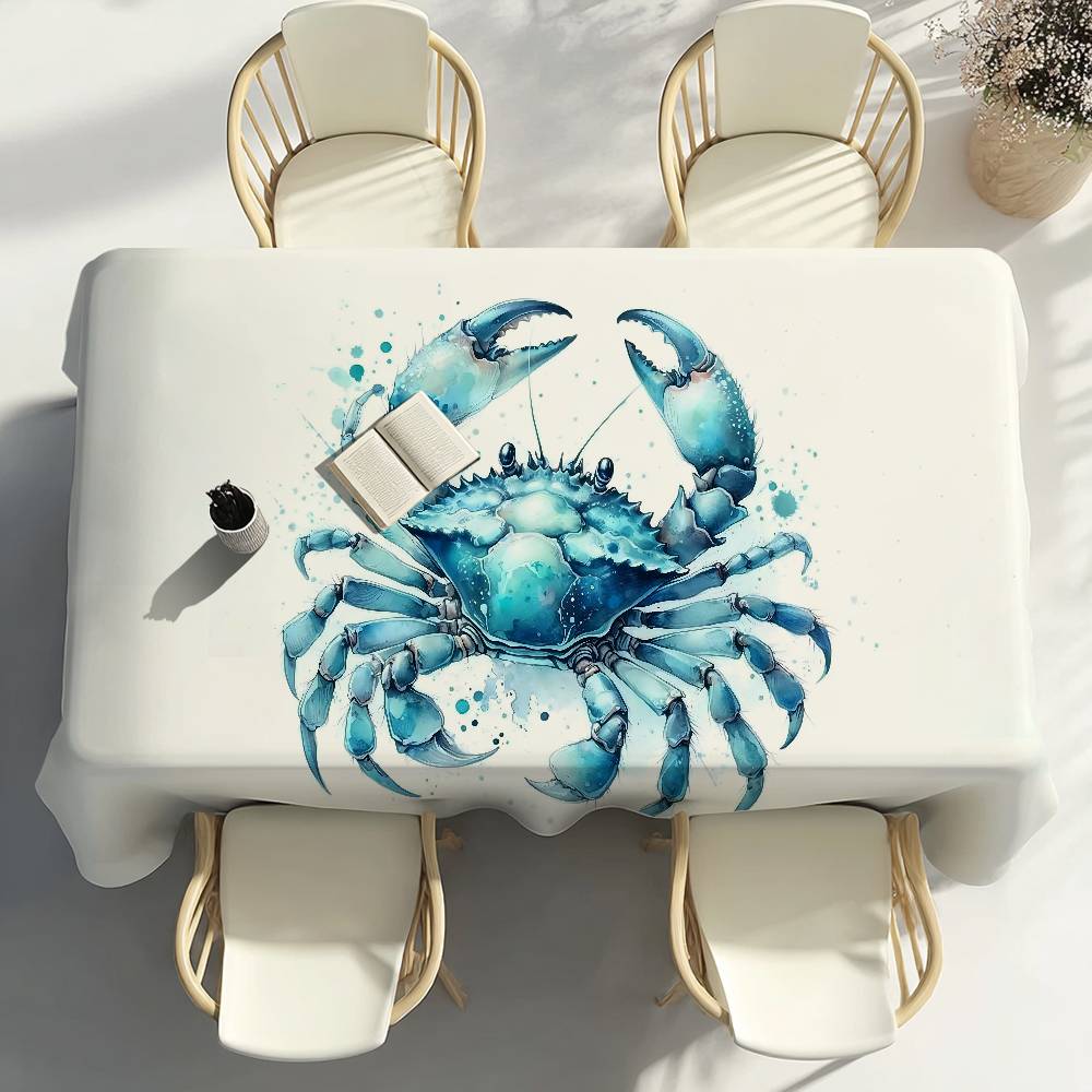 Meeresbewohner Schildkröte Koralle Tischdecke Hausparty Picknick Esszimmer Küche Terrassen Fleckenabweisend Polyester Tischdecke
