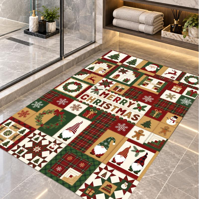 Tappeto da Pavimento a Tema Natalizio, Morbido Tappeto da Zona, Decorazione per la Casa Indoor di Natale per le Feste