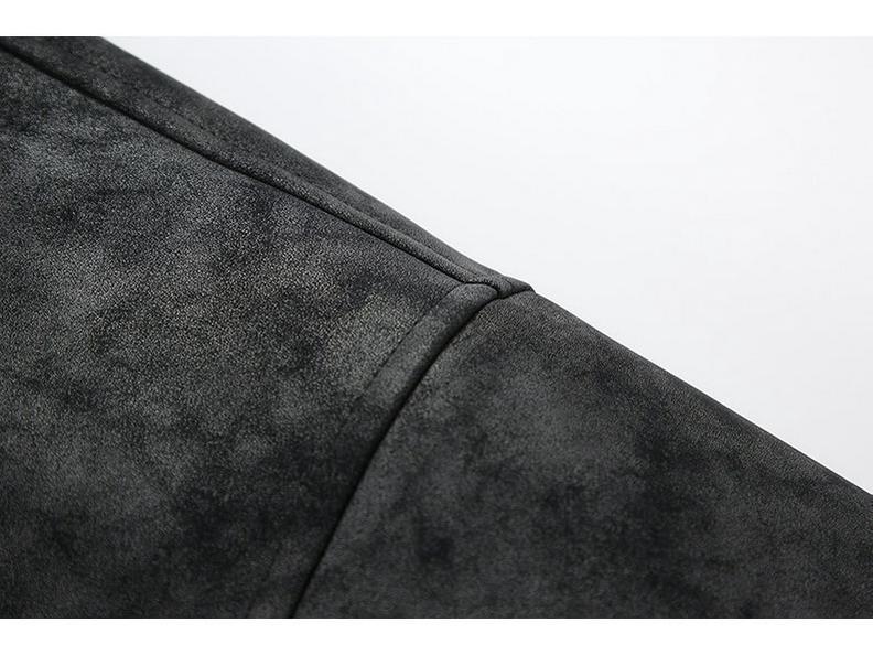 Zuo Shan Diao Winter Leather Jacket with Fur Collar - Couple Style, Plush Velvet, Thickened Cotton, Lychee Pattern