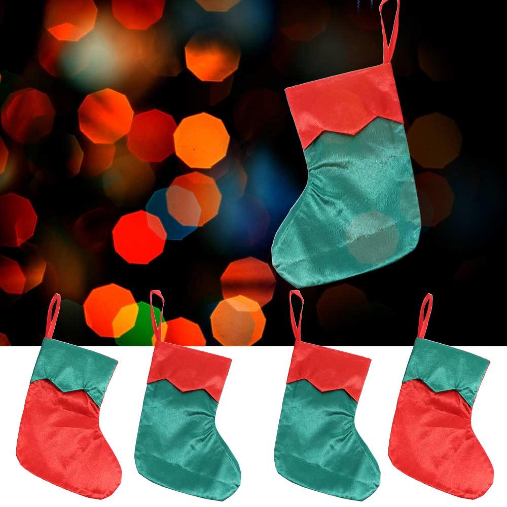Simple Christmas Socks Red & Green Christmas Stockings Navidad Candy Gift Bags  Festive Xmas Tree