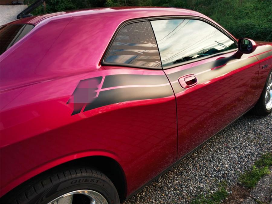 Samolepka na okno s potrhanou americkou vlajkou Vhodná pro Dodge Challenger 2008-22