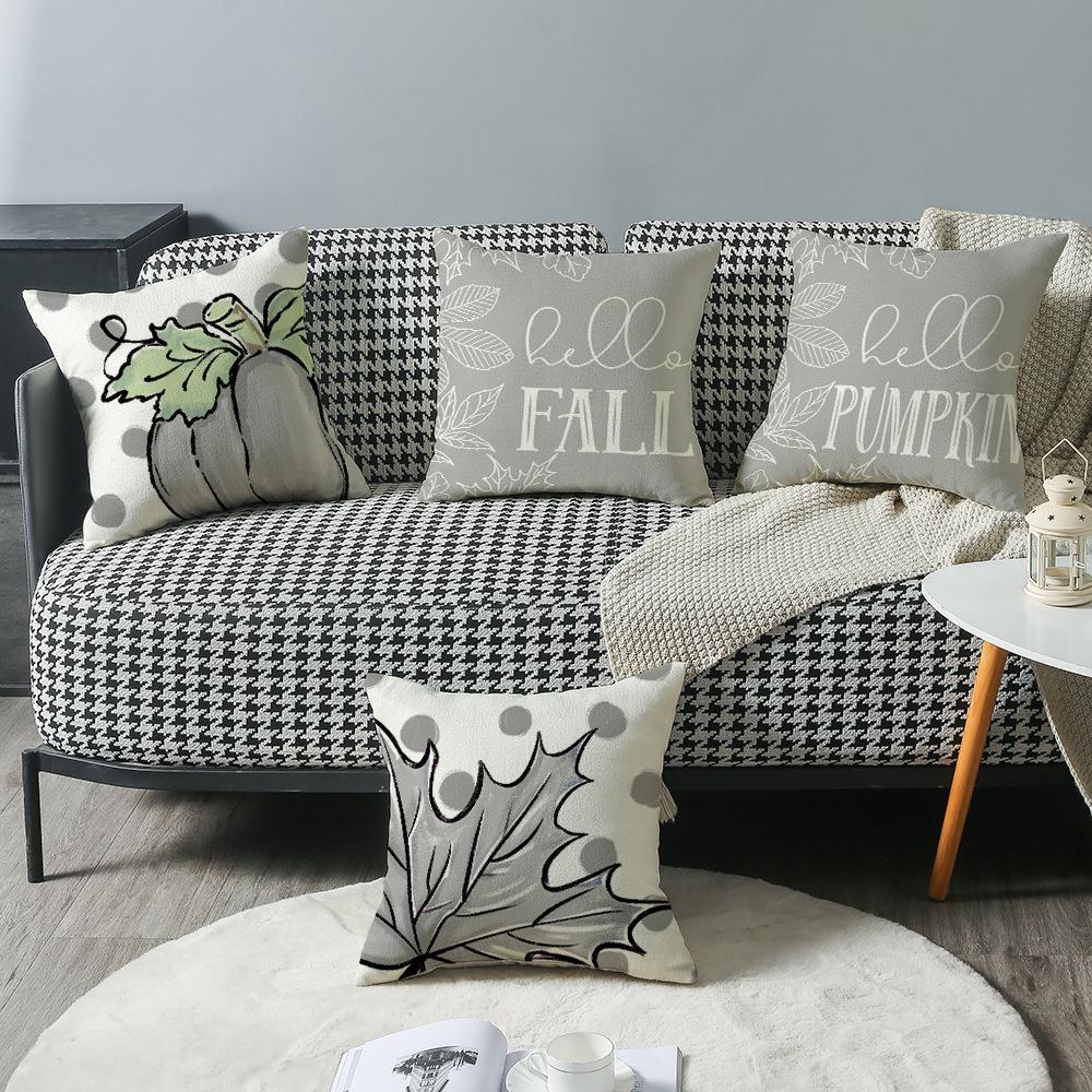 New Style Pillow Case for Home Living Room Bedroom Sofa Decoration Printed Letter Pillow Case Pumpkin Maple Leaf Element