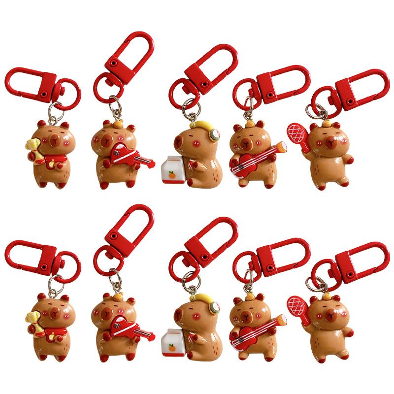 1-50pcs Kawaii Mini Capybara Keychains Cartoon Capybara Bright Bag Phone Keychains Cute Car Pendant Decoration Gift Keyring