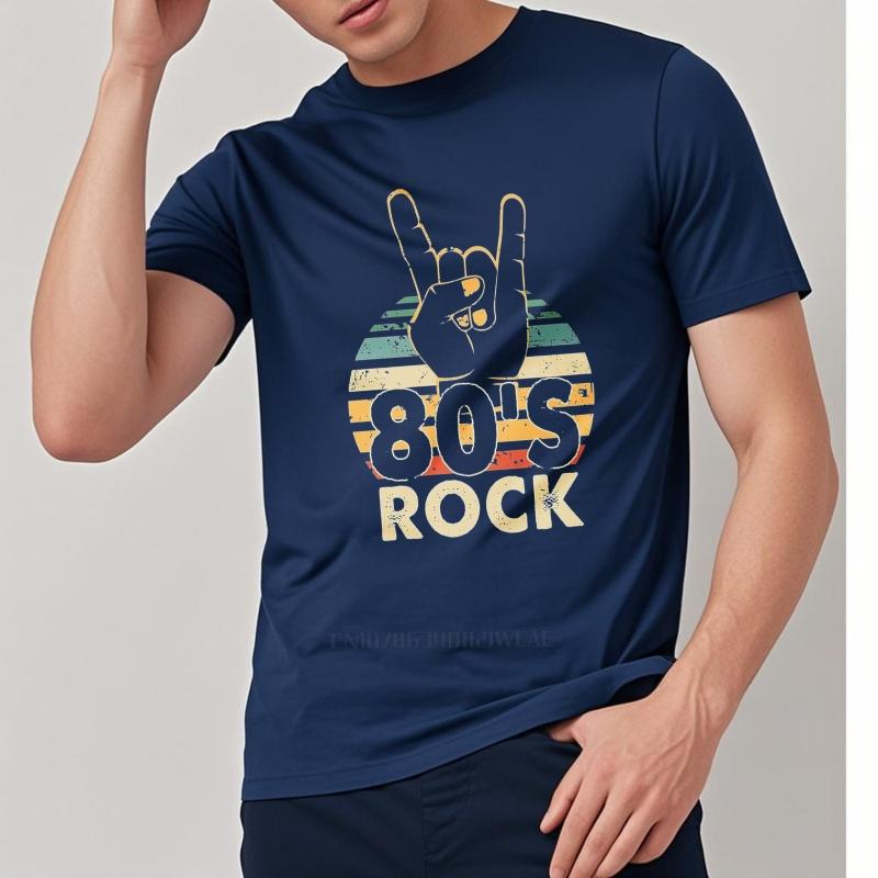 Cotton summer Boys tshirt Hand Sign 80s Rock Vintage Short Sleeve Comfortable ONeck Teeshirt men cotton tshirt fashion tops