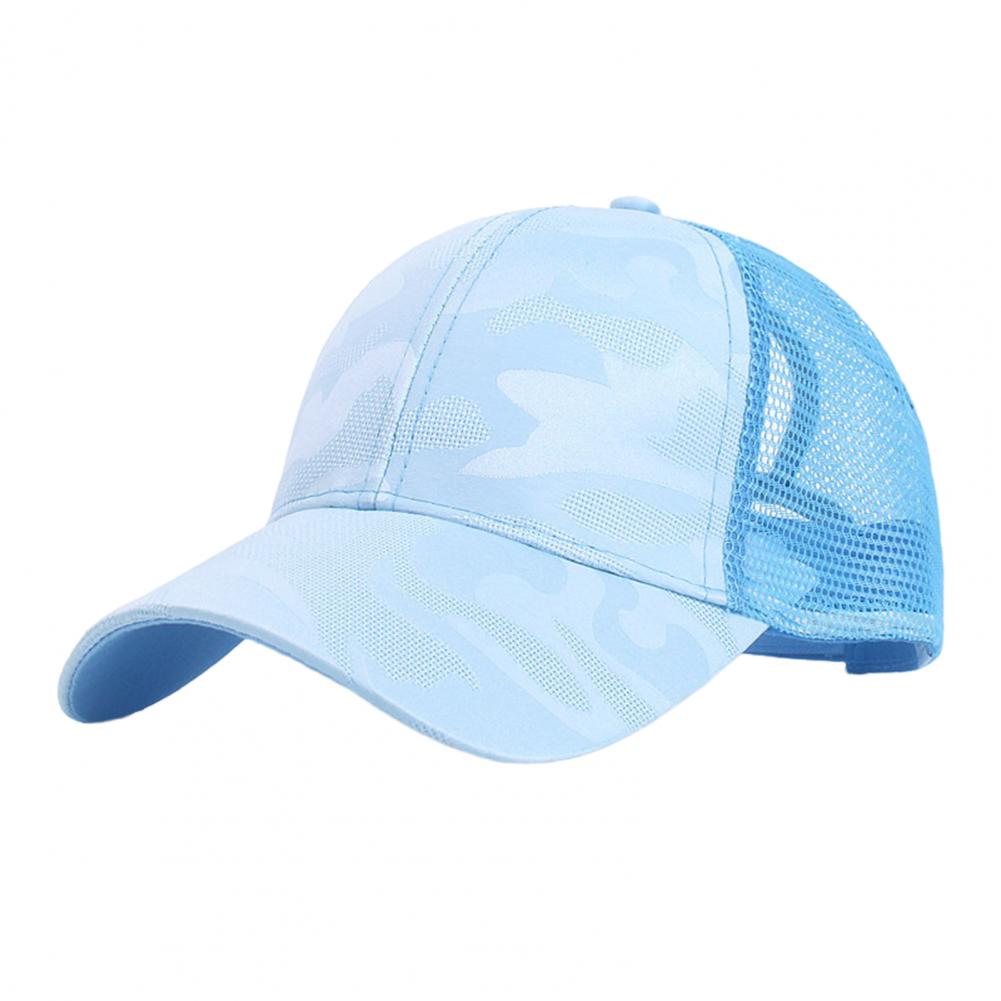 Damen Baseballmütze, einfarbig, Camouflage-Print, Sonnenhut, atmungsaktives Mesh-Spleißen, UV-Schutz, lässiger Outdoor-Hut